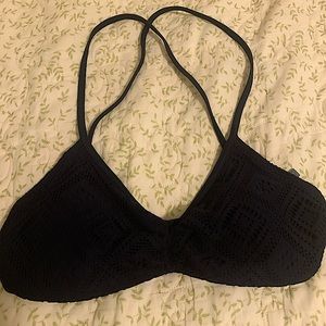 dark blue embroidered bikini top